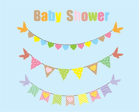 simsearch:400-06628533,k - vector baby shower bunting with birds Stock Photo - Budget Royalty-Free & Subscription, Code: 400-08047398
