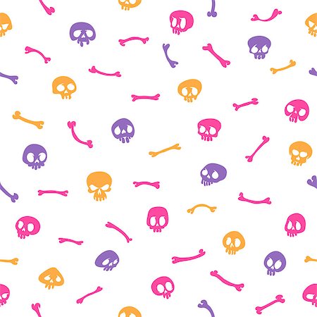 screaming skeleton skull - Colorful Cartoon Skulls on White Background Seamless Pattern. Editable pattern in swatches. Clipping paths included in additional jpg format Stock Photo - Budget Royalty-Free & Subscription, Code: 400-08048112