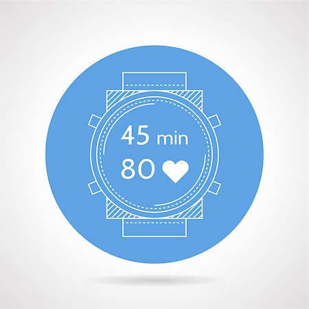 Blue round vector icon with white silhouette divers watch with time and control of pulse on gray background. Stock Photo - Budget Royalty-Free & Subscription, Code: 400-08049393