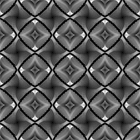 simsearch:400-07990305,k - Design seamless diamond striped geometric pattern. Abstract monochrome waving lines background. Vector art. No gradient Stock Photo - Budget Royalty-Free & Subscription, Code: 400-08049989