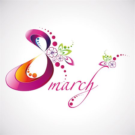 simsearch:400-07418602,k - Vector illustration of Women's Day 8 March beautiful logotype for your design Stock Photo - Budget Royalty-Free & Subscription, Code: 400-08040523