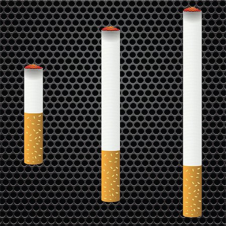 simsearch:400-06761272,k - Realistic cigarettes  on bark metal perforated background. Cigarettes burns. Stock Photo - Budget Royalty-Free & Subscription, Code: 400-08041184