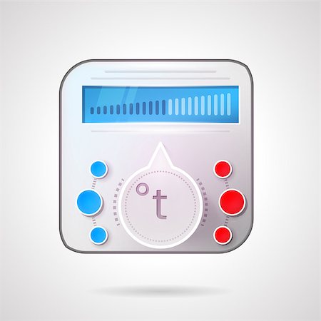 Colored vector illustration of gray thermoregulator with circle switch and red and blue elements for heated floor or other heating device for home. Stock Photo - Budget Royalty-Free & Subscription, Code: 400-08041358