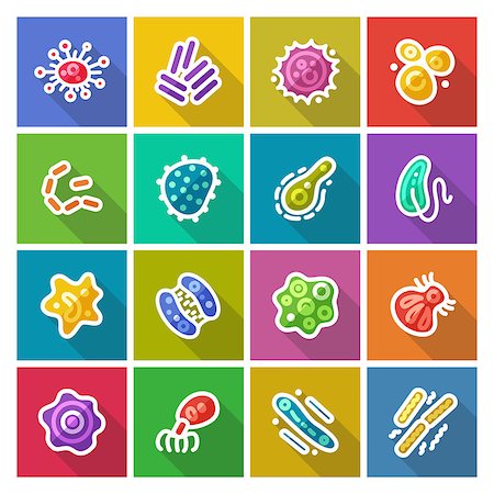 simsearch:400-04956513,k - Germs and Bacteria Flat Icons Set for Medical Design. Isolated on White Background. Clipping paths included in additional jpg format. Photographie de stock - Aubaine LD & Abonnement, Code: 400-08041350