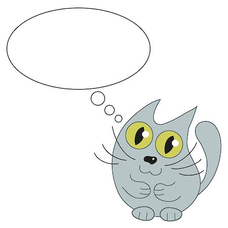 simsearch:400-08189024,k - Cute cat and speech bubble for text, vector background with of grey funny kitty Photographie de stock - Aubaine LD & Abonnement, Code: 400-08043274