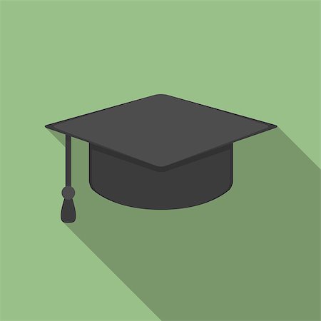 Graduation cap icon, flat design with long shadow, vector eps10 illustration Stock Photo - Budget Royalty-Free & Subscription, Code: 400-08043477