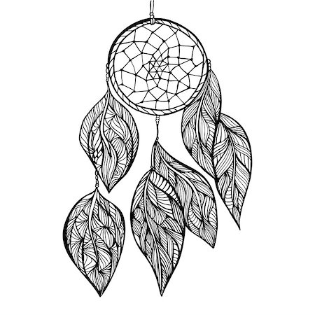 Vector illustration of dream Catcher. Doodle style Stock Photo - Budget Royalty-Free & Subscription, Code: 400-08043814