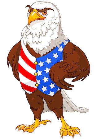 staring eagle - Illustration of proud American eagle wearing American flag vest Photographie de stock - Aubaine LD & Abonnement, Code: 400-08054567