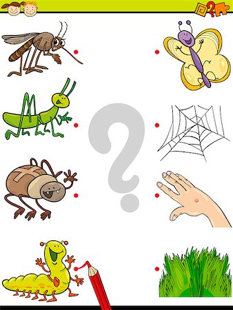 Cartoon Illustration of Education Element Matching Game for Preschool Children with Insects Stock Photo - Budget Royalty-Free & Subscription, Code: 400-08056675