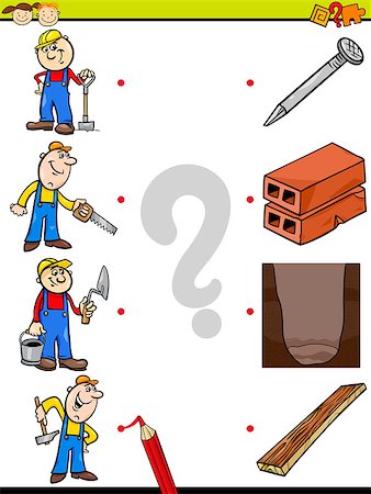 Cartoon Illustration of Education Element Matching Game for Preschool Children with Workers and Tools Stock Photo - Budget Royalty-Free & Subscription, Code: 400-08056671