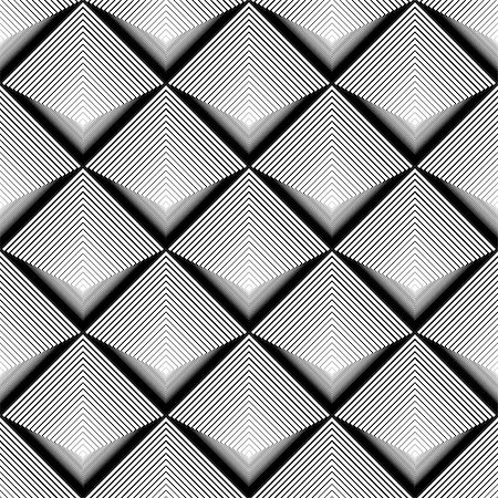 simsearch:400-08052031,k - Design seamless monochrome diamond geometric pattern. Abstract striped textured background. Vector art. No gradient Stock Photo - Budget Royalty-Free & Subscription, Code: 400-08050028