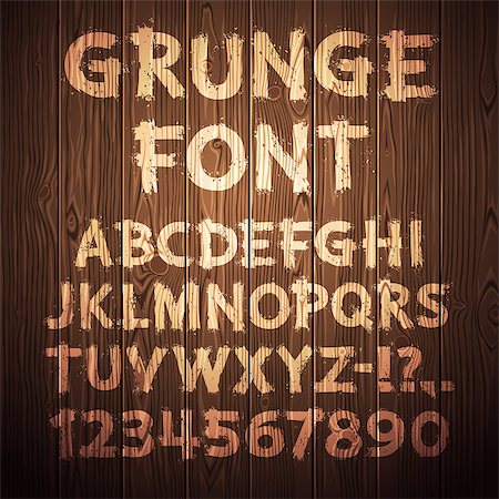 simsearch:400-04807591,k - Grunge Letters and Numbers on Wooden Background. Clipping paths included in additional jpg format. Photographie de stock - Aubaine LD & Abonnement, Code: 400-08050065