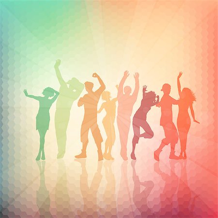 simsearch:400-04389591,k - Silhouettes of people dancingn on an abstract background Stock Photo - Budget Royalty-Free & Subscription, Code: 400-08051052
