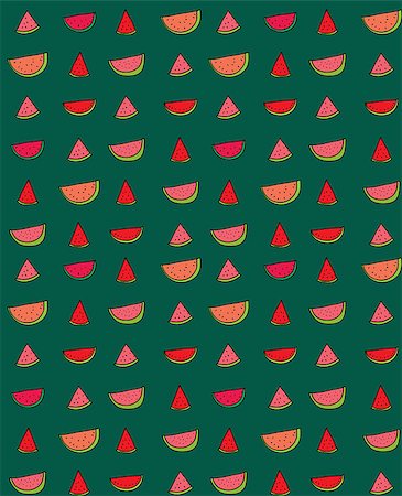 food dessert fabric - Vector seamless pattern of slices of watermelon. template wallpaper pattern for baby cloth or kitchen paper packaging Stock Photo - Budget Royalty-Free & Subscription, Code: 400-08051134