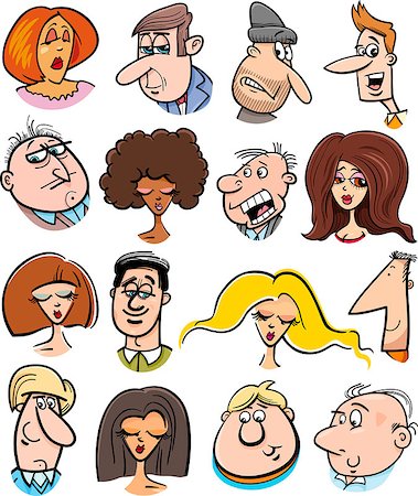 simsearch:400-04790516,k - Cartoon Illustration of People Characters Faces Set Stock Photo - Budget Royalty-Free & Subscription, Code: 400-08051767