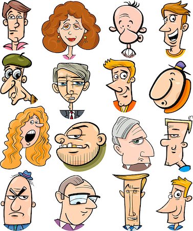 simsearch:400-04790516,k - Cartoon Illustration of People Characters Faces Set Stock Photo - Budget Royalty-Free & Subscription, Code: 400-08051769