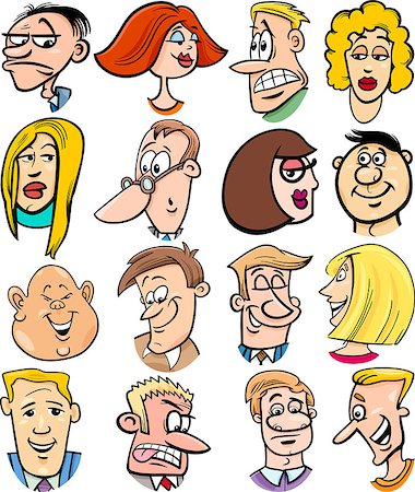 simsearch:400-04790516,k - Cartoon Illustration of People Characters Faces Set Stock Photo - Budget Royalty-Free & Subscription, Code: 400-08051771