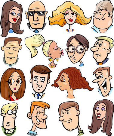 simsearch:400-04790516,k - Cartoon Illustration of People Characters Faces Set Stock Photo - Budget Royalty-Free & Subscription, Code: 400-08051773