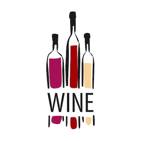vector logo different bottles of wine Stock Photo - Budget Royalty-Free & Subscription, Code: 400-08052652