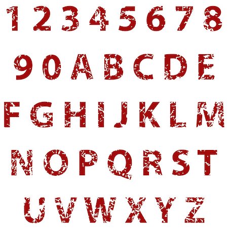 simsearch:400-04807591,k - New red grunge full alphabet and numbers Photographie de stock - Aubaine LD & Abonnement, Code: 400-08052897