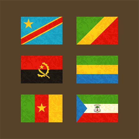 democratic republic of congo - Flags of Congo-Kinshasa, Congo-Brazzaville, Angola, Cameroon, Gabon and Equatorial Guinea. Flags with light grunge dirty effect. Stock Photo - Budget Royalty-Free & Subscription, Code: 400-08053129