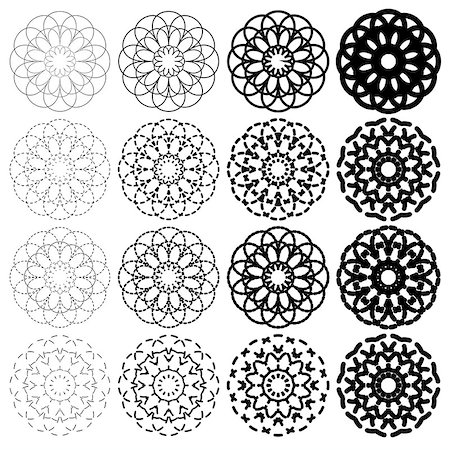 round flower designs - Vctor illustration of round geometric ornaments set Stock Photo - Budget Royalty-Free & Subscription, Code: 400-08053195