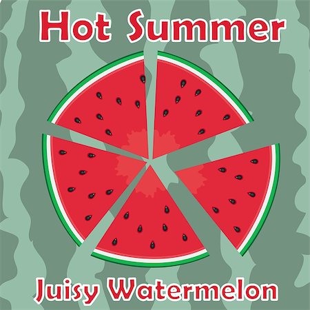 simsearch:400-04386768,k - Vector illustration of  juicy watermelon slices with seeds Stock Photo - Budget Royalty-Free & Subscription, Code: 400-08053234