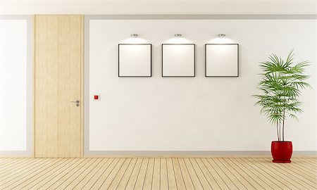 simsearch:400-07513835,k - Empty  white room with  wooden closed door - 3d Rendering Foto de stock - Super Valor sin royalties y Suscripción, Código: 400-08074396