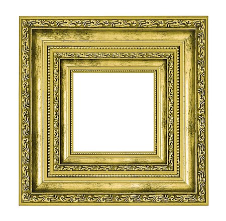 simsearch:400-07332295,k - richly decorated golden square frame isolated on white background Stock Photo - Budget Royalty-Free & Subscription, Code: 400-08074667