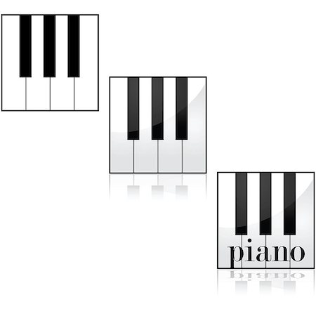 Icon set showing some piano keys using different styles Stock Photo - Budget Royalty-Free & Subscription, Code: 400-08074895