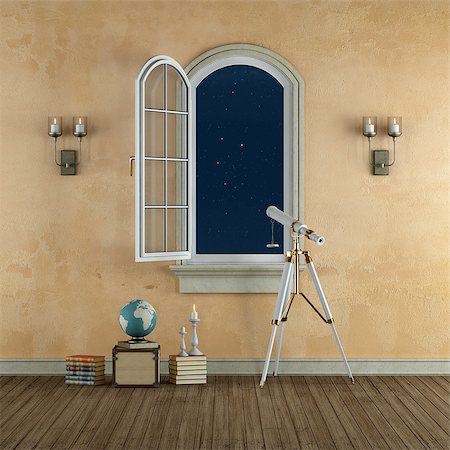Looking at the stars  from an opening windows 3D Rendering Stock Photo - Budget Royalty-Free & Subscription, Code: 400-08075529