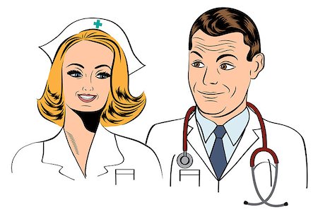 doctor and nurse, illustration in vector format Stock Photo - Budget Royalty-Free & Subscription, Code: 400-08076038