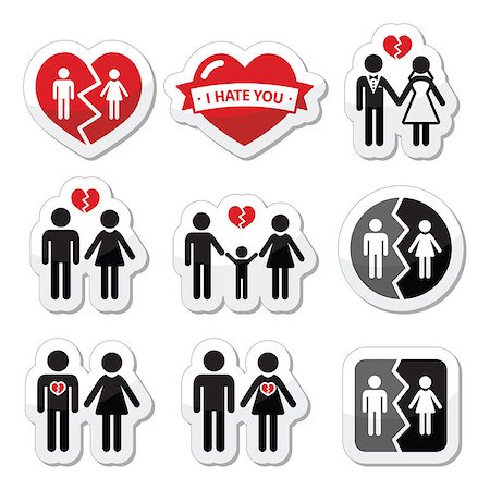 simsearch:400-06207242,k - Icons set isolated on white - broken heart concept Stock Photo - Budget Royalty-Free & Subscription, Code: 400-08077655