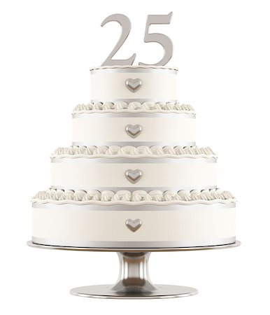 Silver wedding cake isolated on white - 3DRendering Stock Photo - Budget Royalty-Free & Subscription, Code: 400-08078058