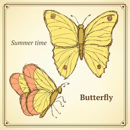 simsearch:400-06912266,k - Sketch butterfly set in vintage style, vector Stock Photo - Budget Royalty-Free & Subscription, Code: 400-08078133