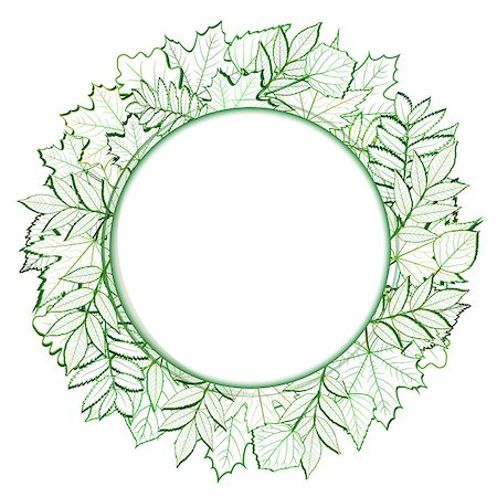 simsearch:400-05698489,k - Fresh green leaves round border. Vector illustration Stock Photo - Budget Royalty-Free & Subscription, Code: 400-08078218
