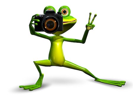 simsearch:400-04912667,k - Illustration a Merry Green Frog with a Camera Stock Photo - Budget Royalty-Free & Subscription, Code: 400-08070548