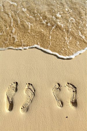 Two pairs footsteps on the coral sandy beach Stock Photo - Budget Royalty-Free & Subscription, Code: 400-08070722