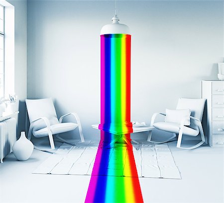 simsearch:400-06628918,k - rainbow color light from the lamp in a  white interior Photographie de stock - Aubaine LD & Abonnement, Code: 400-08070836
