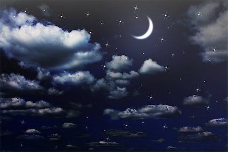 simsearch:400-07516434,k - backgrounds night sky with stars and moon and beautiful clouds Stock Photo - Budget Royalty-Free & Subscription, Code: 400-08073522