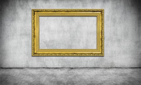 simsearch:400-07332295,k - old golden empty frame on gray wall Stock Photo - Budget Royalty-Free & Subscription, Code: 400-08073967