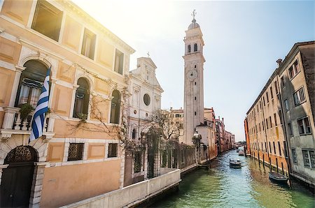 Spring view in sunny day of San Giorgio dei Greci with campanile on Rio del Greci, Venice, Veneto, Italy Photographie de stock - Aubaine LD & Abonnement, Code: 400-08073982