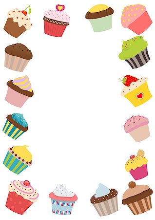 A illustrated frame made of cupcakes Stock Photo - Budget Royalty-Free & Subscription, Code: 400-08094220
