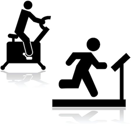 simsearch:400-05112689,k - Icons showing a person running on a treadmill and riding a stationary bike Stock Photo - Budget Royalty-Free & Subscription, Code: 400-08095485