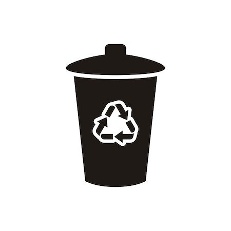 simsearch:400-07301131,k - Black vector recycle bin icon isolated on white Stock Photo - Budget Royalty-Free & Subscription, Code: 400-08095765