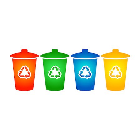 simsearch:400-07301131,k - Four colorful vector recycle bin icons collection isolated Stock Photo - Budget Royalty-Free & Subscription, Code: 400-08095771