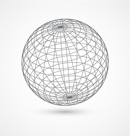 Abstract globe sphere from gray lines on white background. Vector illustration Stock Photo - Budget Royalty-Free & Subscription, Code: 400-08096271