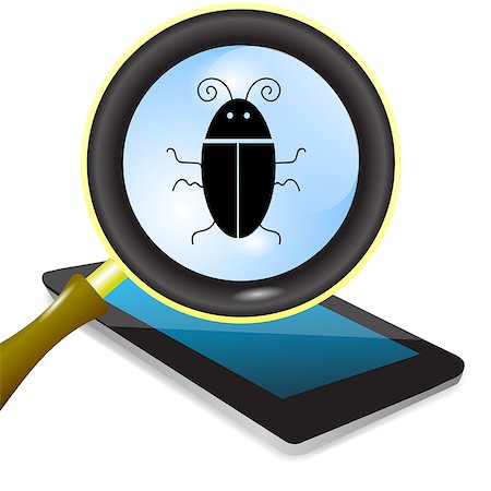 Vector Computer Bug. Computer Virus under Magnifying Glass Stock Photo - Budget Royalty-Free & Subscription, Code: 400-08096457