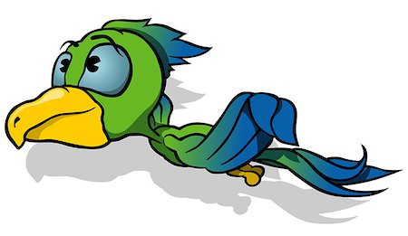 simsearch:400-08410665,k - Flying Parrot - Colored Cartoon Illustration, Vector Photographie de stock - Aubaine LD & Abonnement, Code: 400-08096615