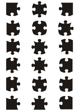 putting the pieces together - All possible shapes of jigsaw puzzle pieces black Stock Photo - Budget Royalty-Free & Subscription, Code: 400-08096938